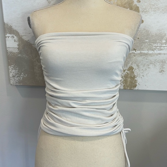 Princess Polly Tops - Cinched White Tube Top
